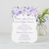 Light Lila Dusty Blue Floral Abend Empfang Einladung (Stehend Vorderseite)