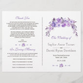 Light Lila Dusty Blue Floral Wedding Program Flyer (Vorne)