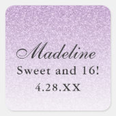 Light Lila Glam Glitzer Personalisiert Quadratischer Aufkleber (Vorderseite)