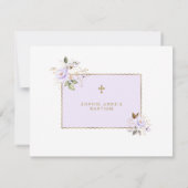 Light Lila Gold Blume Foto Girl Taufe Dankeskarte (Rückseite)