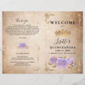 Light Lila Gold Parchment Quinceanera Programm (Vorderseite)