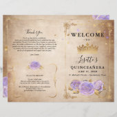 Light Lila Gold Parchment Quinceanera Programm (Vorne/Hinten)