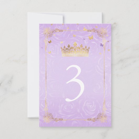 Light Lila Gold Rose Wedding Tischnummer Cards (Rückseite)