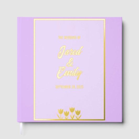 Light Lila Gold Wedding Foil Gästebuch (Vorderseite)
