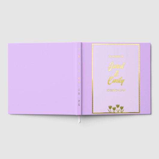 Light Lila Gold Wedding Foil Gästebuch (Voll)