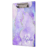 Light Lila & Silver Imitats Glitzer Agate Monogram Klemmbrett (Links)