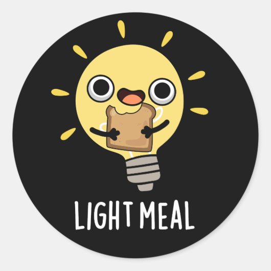 Light Meal Funny Electric Bulb Pun Dark BG Runder Aufkleber (Vorderseite)