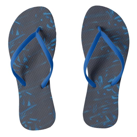 Light Medium Blue Abstrakt auf Black FlipFlops Badesandalen (Fußbett)