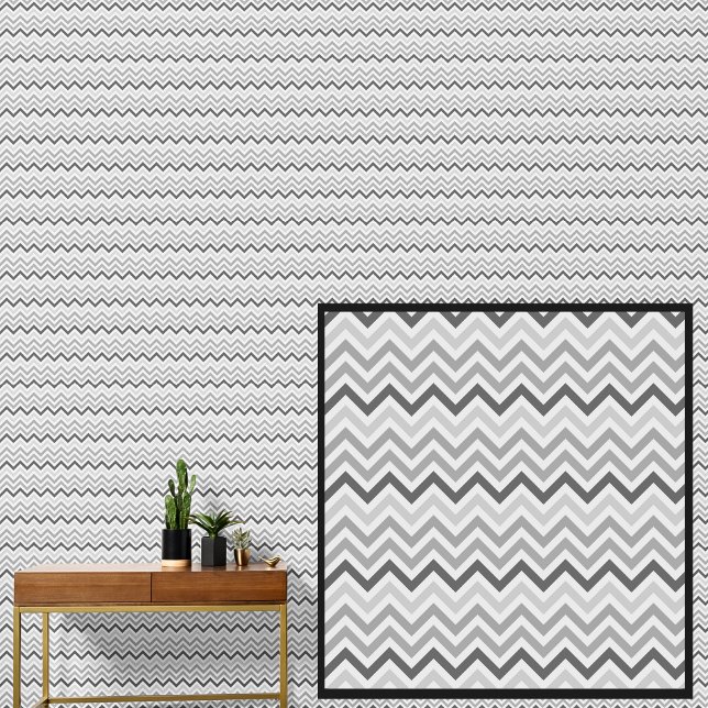 Light Mid Dark Gray Chevron Geometric Tapete (Von Creator hochgeladen)