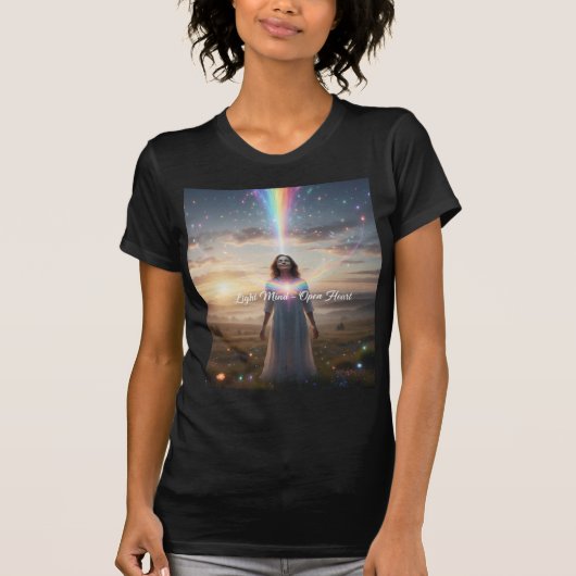 Light Mind Open Heart — Göttliche Weibliche Erweck T-Shirt (Vorderseite)