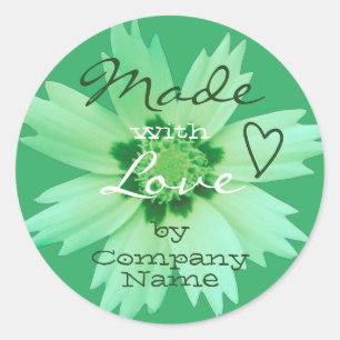 Light Mint Green Blume Blossom aus Liebe Runder Aufkleber