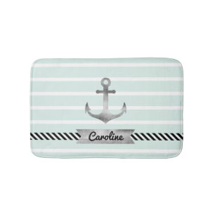 Light Minze Gray Anchor Personalisiert Badematte