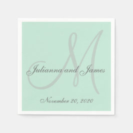 Light Minze Green gefärbtes Monogram Paper Napkins Serviette