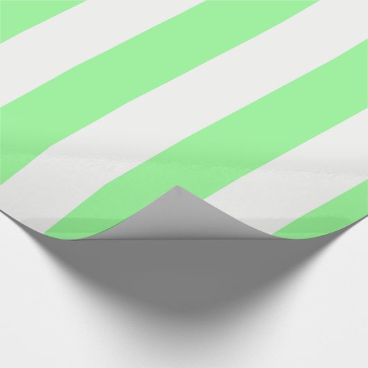 Light Minze Green und White Rige Stripe Muster Geschenkpapier (Ecke)