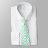 Light Minze Green und White Zigzag Muster Krawatte (Gebunden)