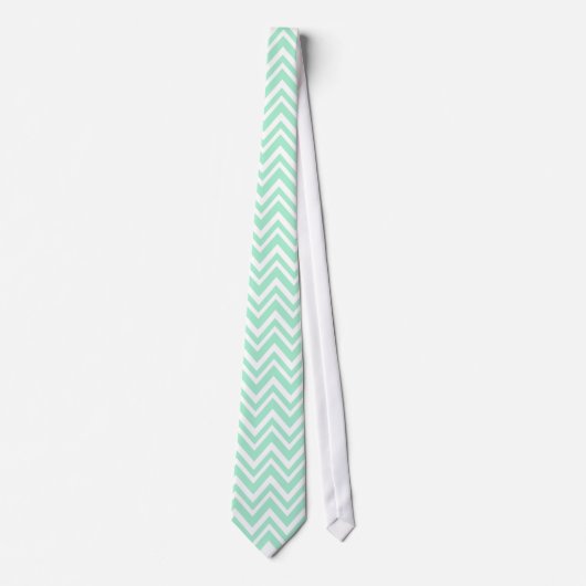 Light Minze Green und White Zigzag Muster Krawatte (Vorderseite)