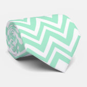 Light Minze Green und White Zigzag Muster Krawatte (Gerollt)