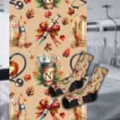 Light Mocha Monogram Nurse Essentials Crew Socks Socken