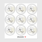 Light Modern Minimal Gray Flower Drawing Thank You Aufkleber (Blatt)