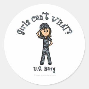 Light Navy Girl USA Runder Aufkleber