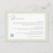 Light Olive Green Wedding Details Card Begleitkarte (Vorderseite)