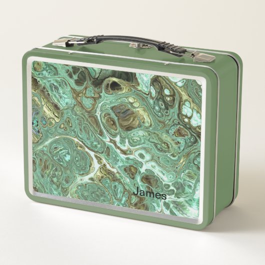Light Olive Swirl Personalized Lunchbox (Rückseite)
