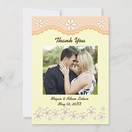 Light Orange 6 Petal Blume Dank Flachkarte Dankeskarte (Vorderseite)