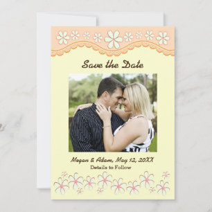 Light Orange 6 Petal Blume Save the Date Karte