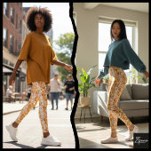 Light Orange Crowded Dog Face Repeat Pattern Leggings