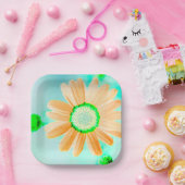 Light Orange Fantasy Daisy Paper Plate Pappteller (Party)