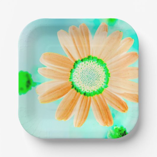 Light Orange Fantasy Daisy Paper Plate Pappteller (Vorderseite)