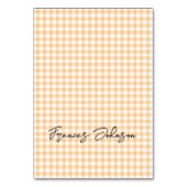 Light Orange Gingham Platzkarten für individuelle Tischnummer (Vorderseite)