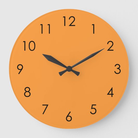 Light Orange Large Black Numbers Wall Clock Große Wanduhr (Vorderseite)