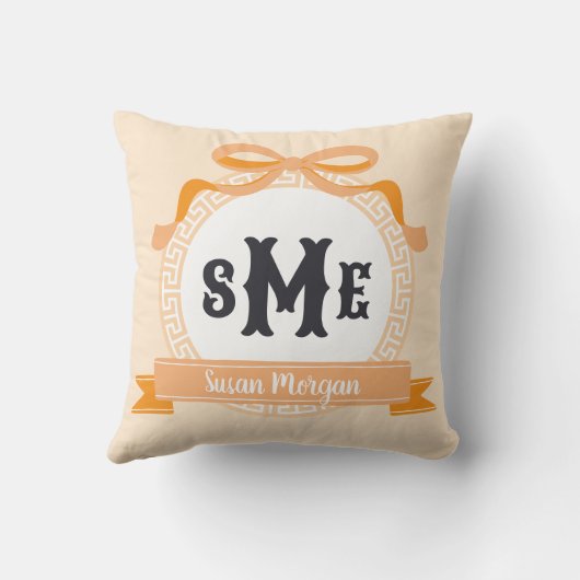 Light Orange Reverse Griw Key Bow Monogram Kissen (Rückseite)