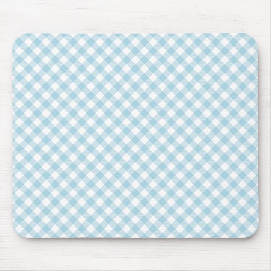Light Pale Pastel Baby Blue White Diagonal Gingham Mousepad (Vorne)