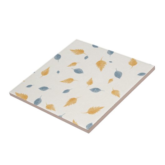 Light Pastel Beige Autumn Leaves Pattern Fliese (Seite)