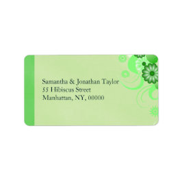 Light Pastel Green Hibiskus Floral Address Labels Adressaufkleber