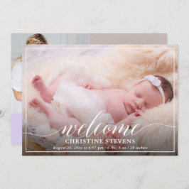 Light Pastel Lila 3 Foto Geburtserklärung Feiertagskarte