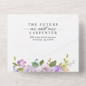 Light Pastel Lila Greenery Foto Hochzeit All In One Einladung (Rückseite)