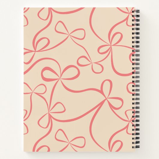 Light Pastel Pink Coquette Bow Pattern Custom Name Notizblock (Rückseite)