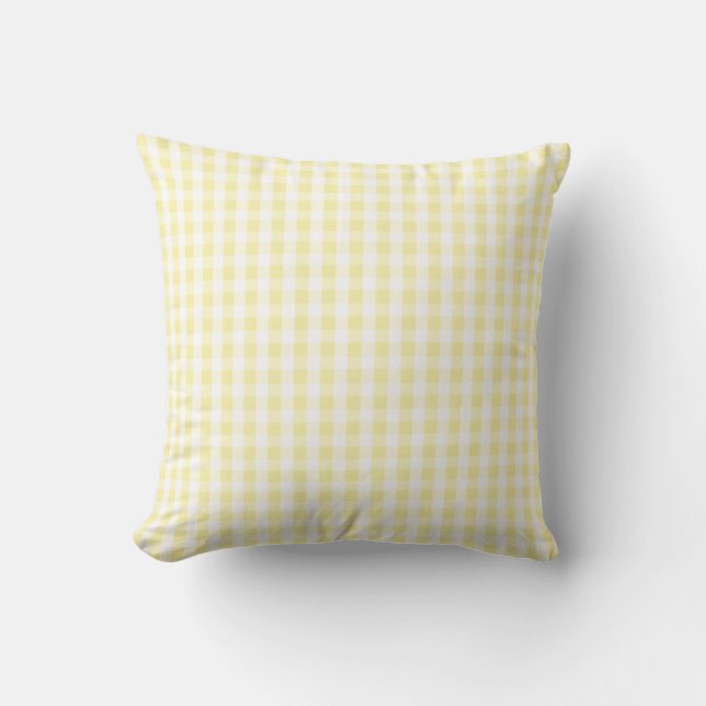 Light Pastel Yellow & White Gingham Pattern Kissen (Vorderseite)