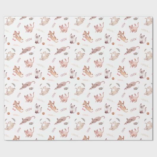 Light Pastell Pink Blush Kitty Geschenk Geschenkpapier (Flach)