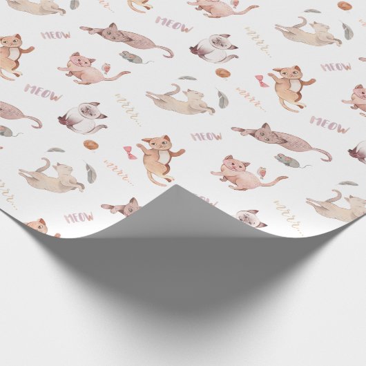 Light Pastell Pink Blush Kitty Geschenk Geschenkpapier (Ecke)
