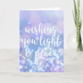 Light & Peace - Blue Glitzern Happy Hanukkah Karte (Vorderseite)
