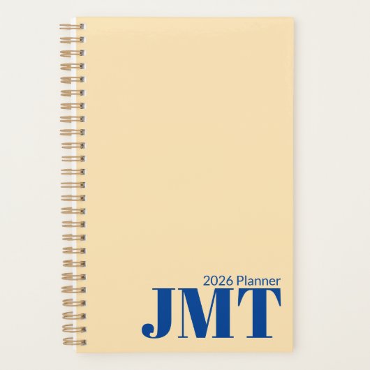 Light Peach and Blue Monogram 2026 Planner Planer (Vorderseite)