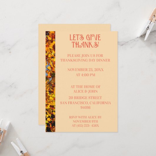 Light Peach Erntedank Abendessen Herbstfest Einladung (Vorderseite/Rückseite Beispiel)