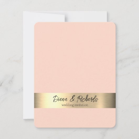 Light Peach Gold Foil Rustikale Hochzeit Einladung (Vorderseite)