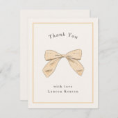 Light Peach Kariert Bow Elegante Babydusche Dankeskarte (Vorne/Hinten)