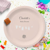 Light Peach Minimalistisch Baby Girl Dusche Pappteller