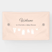 Light Peach Minimalistisch Baby Girl Dusche Willko Banner (Horizontal)